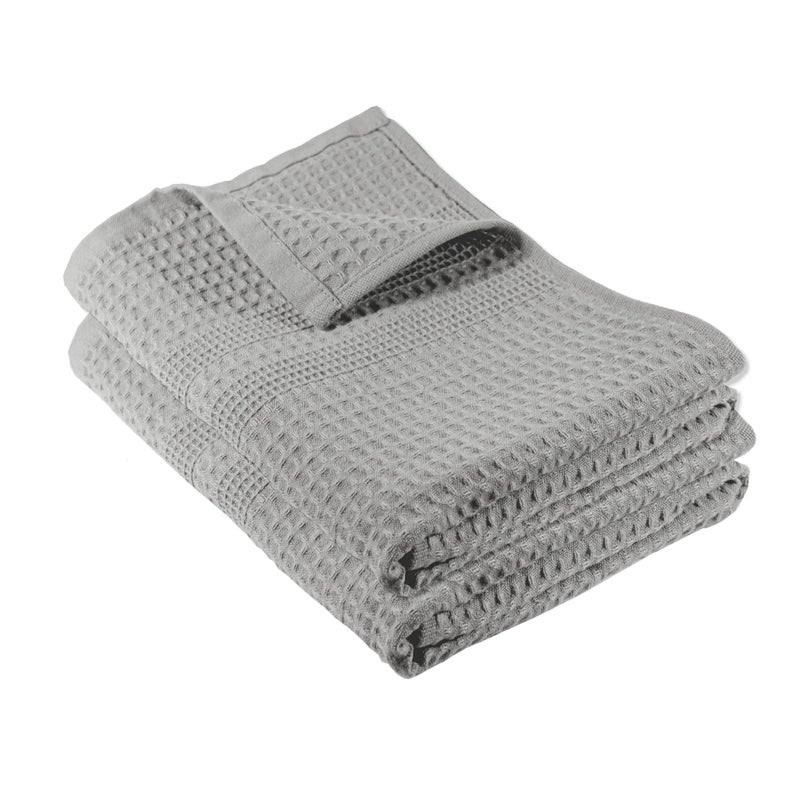 GILDEN TREE Waffle Hand Towels for Bathroom Quick Dry Towel Super Absorbent Thin 100% Cotton Lint Free, Hand Towels for Bathroom Set of 2, Classic Style (Pewter) - Image 1